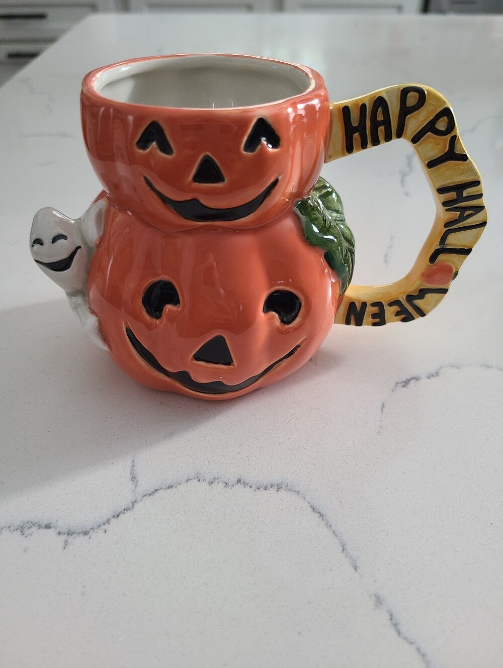 Fitz And Floyd Omnibus Stacked Jack O Lantern Mug With Happy Halloween Handle